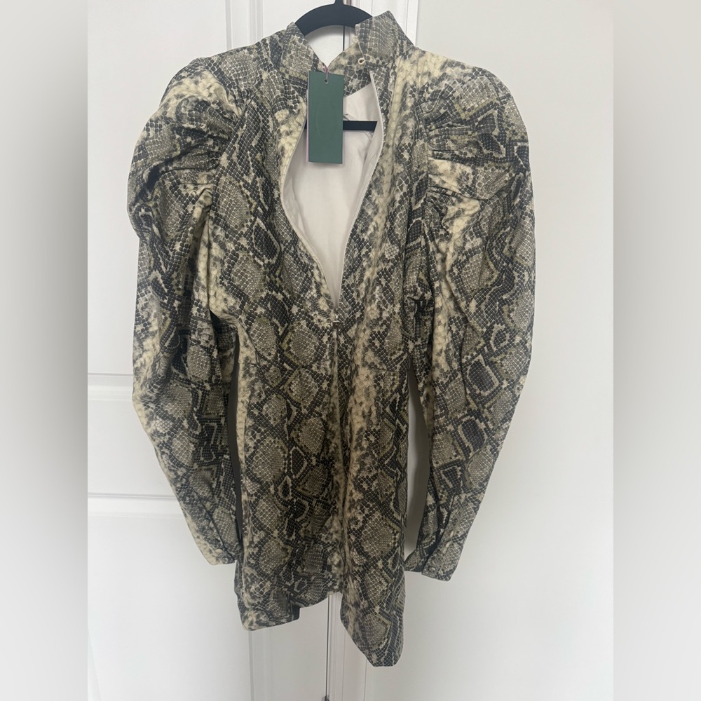 ROTATE BIRGER CHRISTENSEN
"KIM" DRESS WITH PYTHON PRINT AND VOLUMINOUS SHOULDERS - Picture 2 of 9